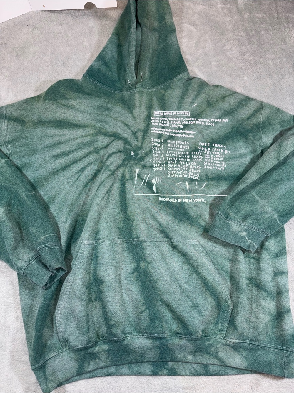 Jean-Michel Basquiat x Miles Davis Green Tie Dye Hoodie Size L